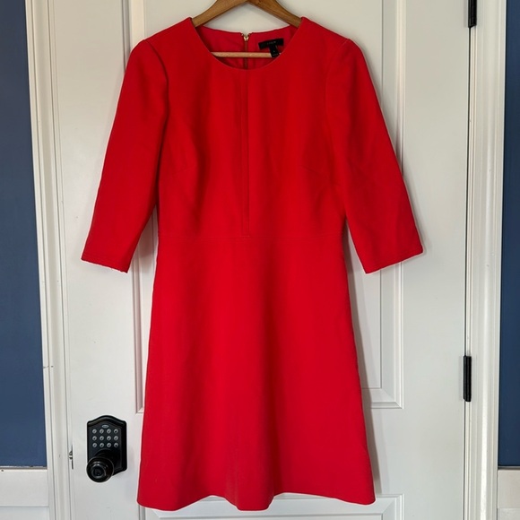 Soft red J. Crew Dress business casual size 8 3/4 sleeve Gold back zipper - Picture 1 of 8